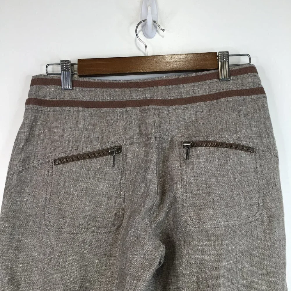 H & M Zippered Pockets Wide Leg Linen Pants Size 6